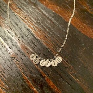 Handmade dainty stamped necklace (BESTIE)
